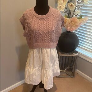 Pastels Lavender Knit Top and Cream Midi Dress